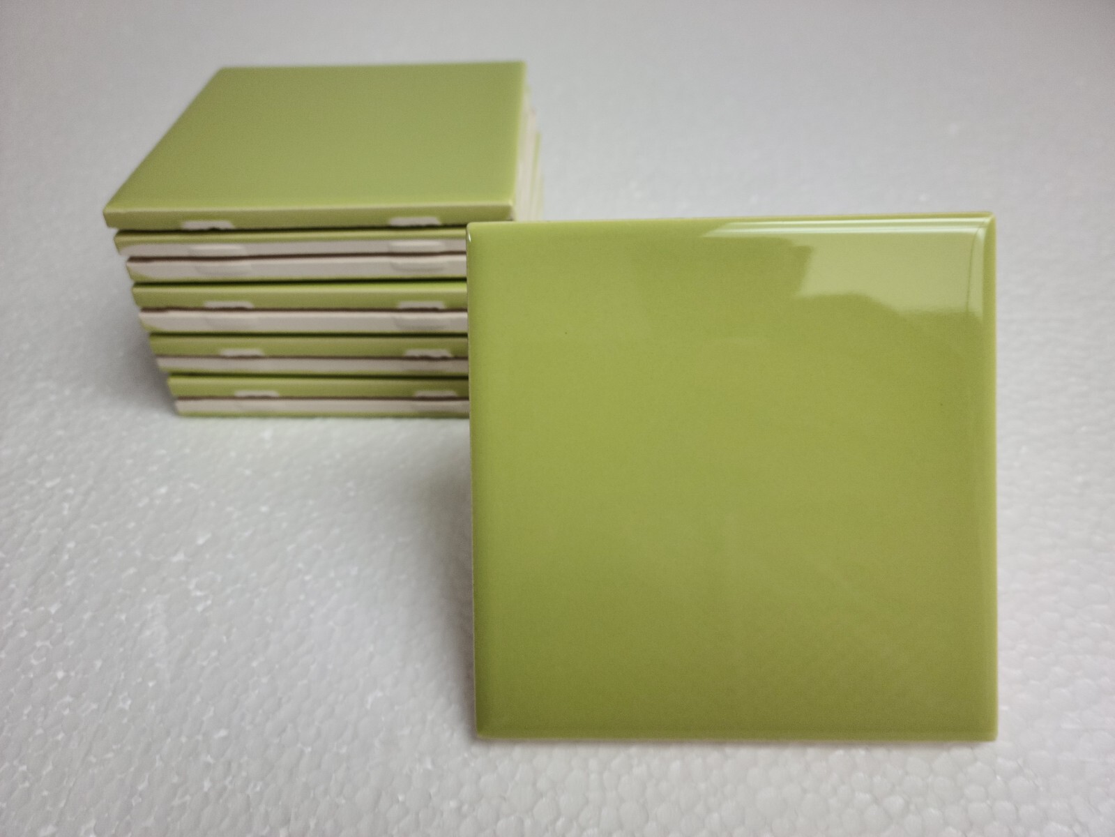 Lime Green Ceramic Tile Shower Backsplash 4.25 in Subway Mid Century Modern gallery