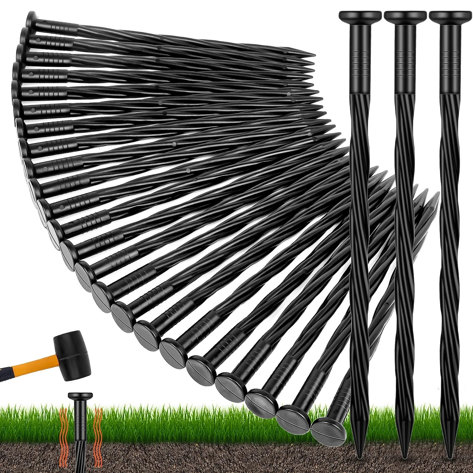 60 Count Plastic Landscape Edging Anchoring Stakes 8-Inch Garden Lawn Yard Lands gallery
