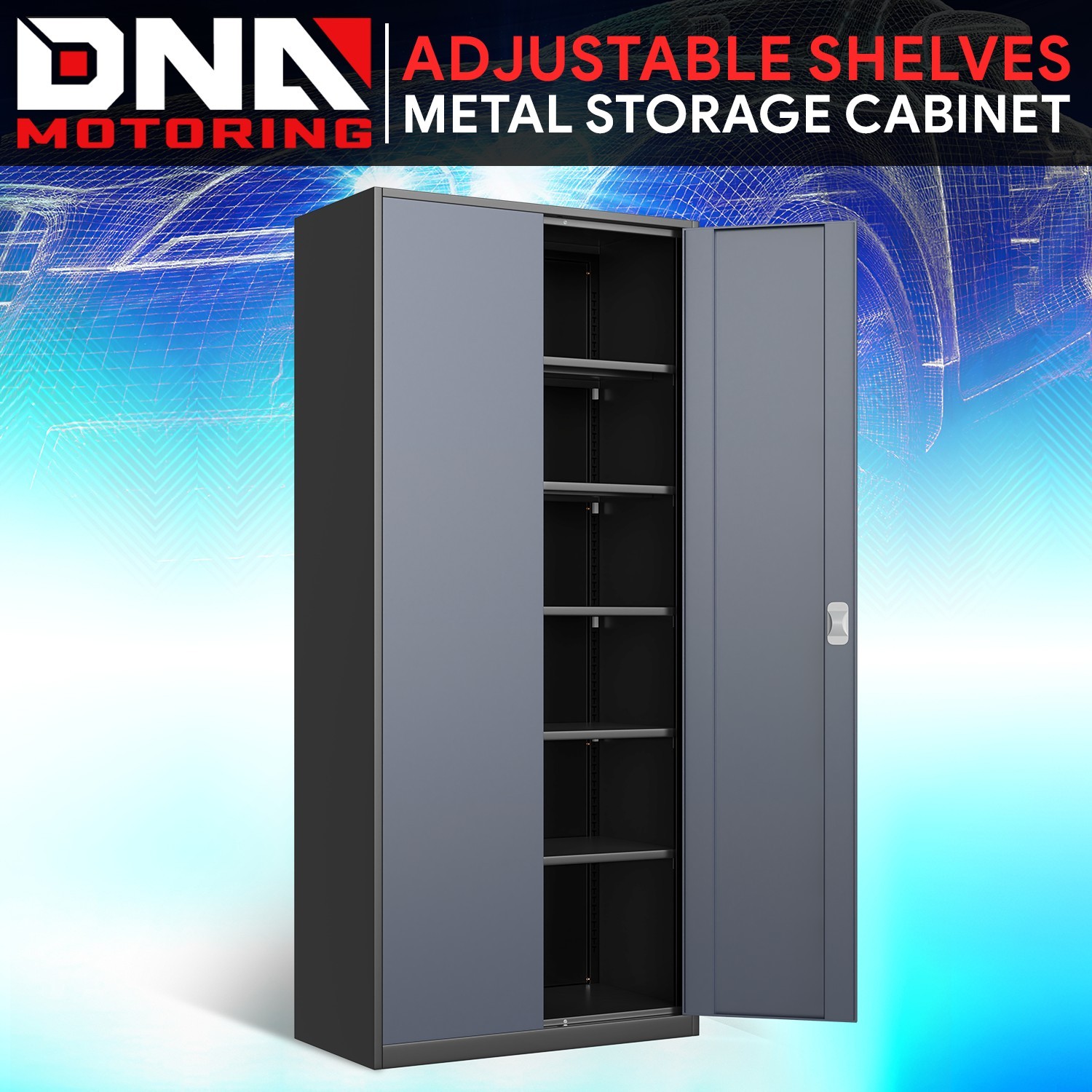 71" Lockable Heavy Duty Metal Storage Cabinet w/ 5 Adjustable Shelves Gray/Black gallery