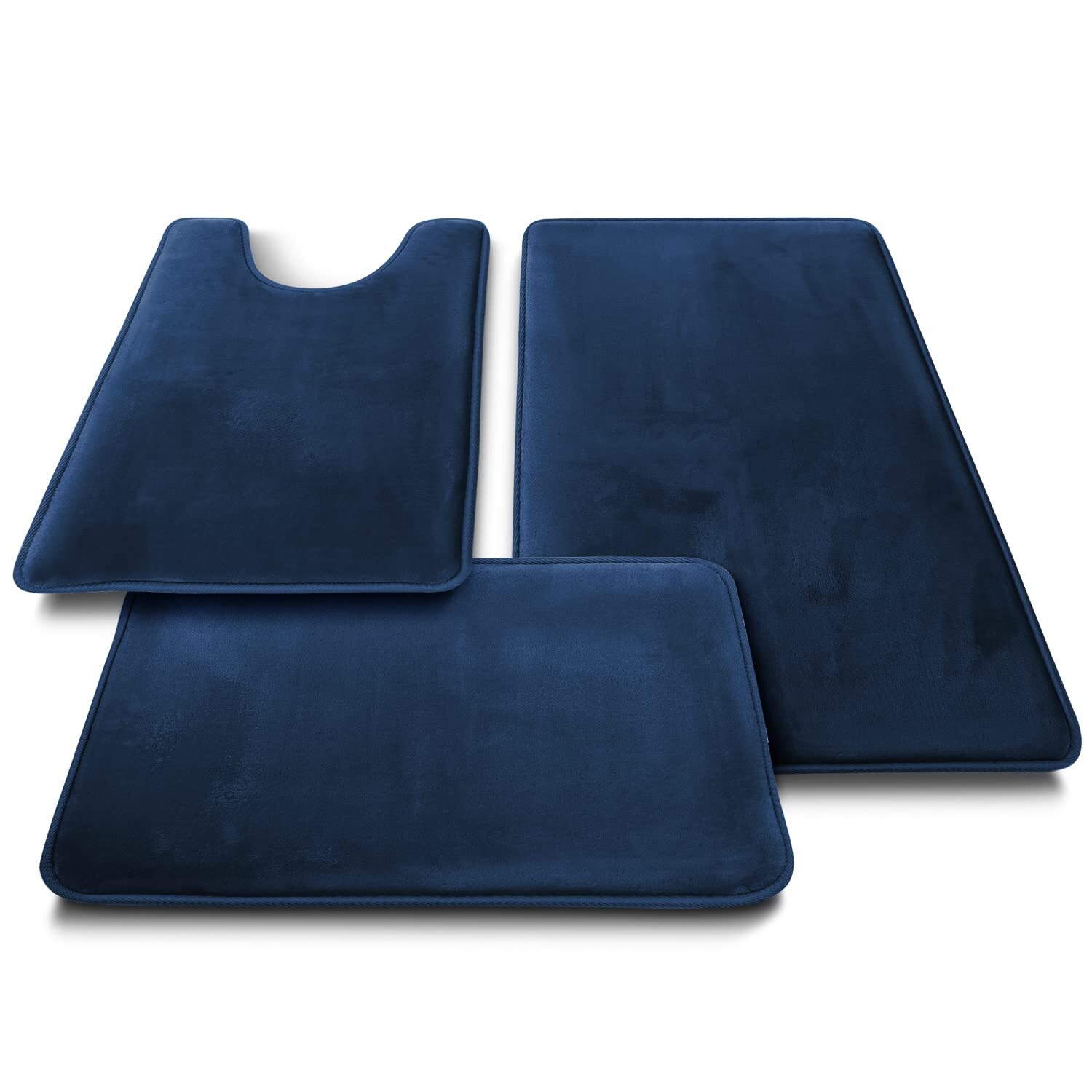 3 Piece Bathroom Rugs Bath Mat Set Velvet Memory Foam Bath Mats for Bathroom ... gallery