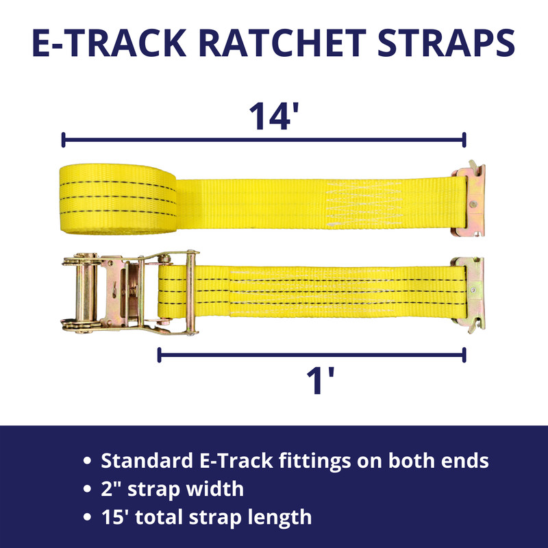 4 Pc 15' E Track Ratchet Tie Down Strap Truck Trailer Enclosed Cargo Van Straps gallery