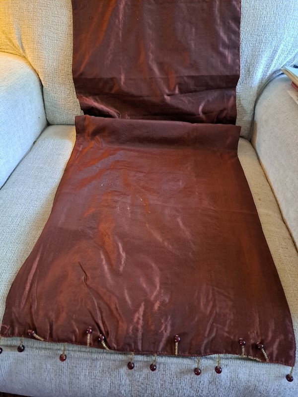 Bohemian Decor Table Runner Moroccan Spice Rust Burgandy Gold 62" L. Pre-Loved gallery