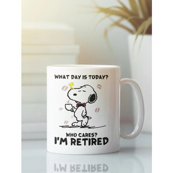 Snoopy Woodstock Retirement Ceramic Mug 11oz Who Cares I'm Retired Funny Gift Wh gallery