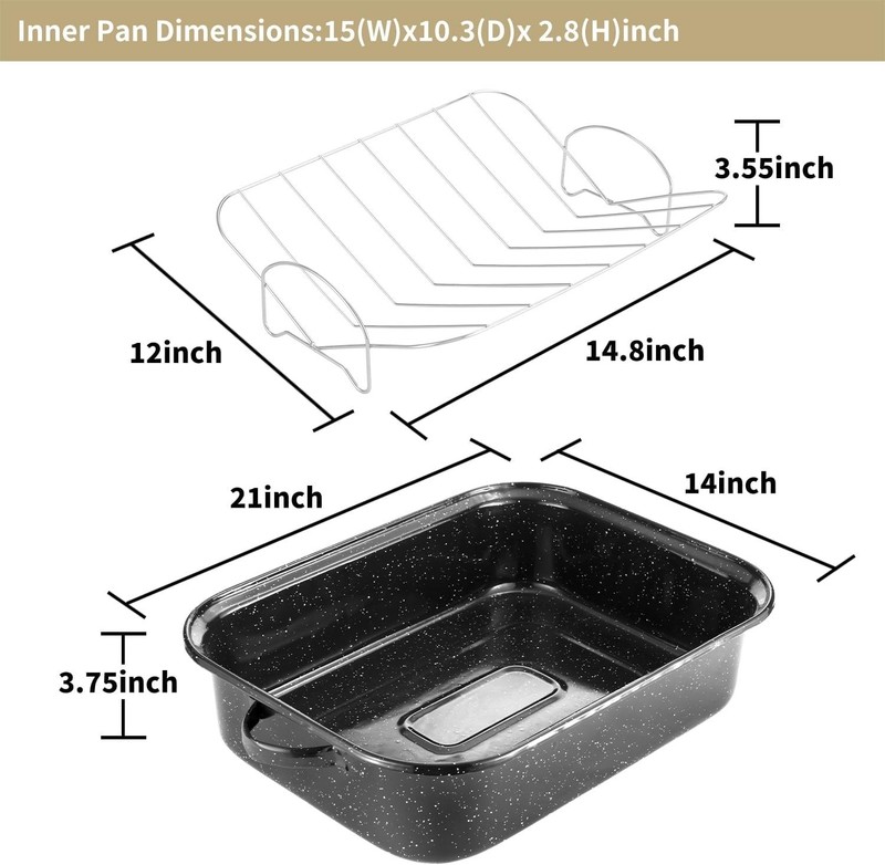 21in Roasting Pan w/ Rack Extra Large Turkey Roaster 25lb Capacity gallery