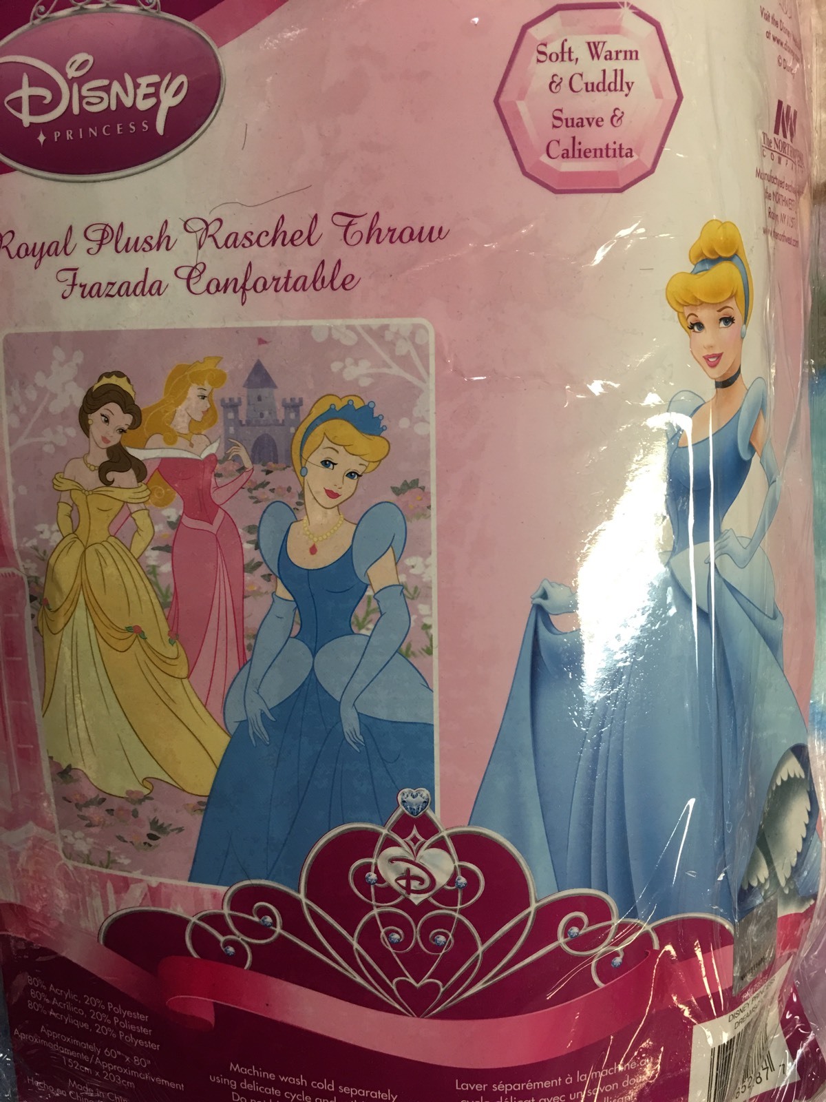 NEW DISNEY PRINCESS BELLA AURORA CINDERELLA TWIN SIZE ACRYLIC 60X80 BLANKET gallery
