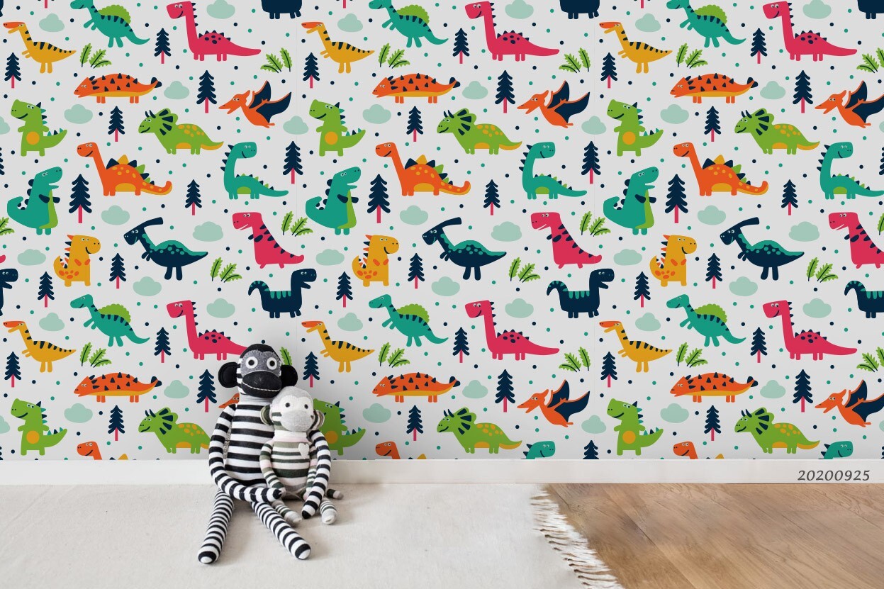 3D Dinosaur Tree Cartoon Pattern Wallpaper Wall Murals Removable Wallpaper gallery