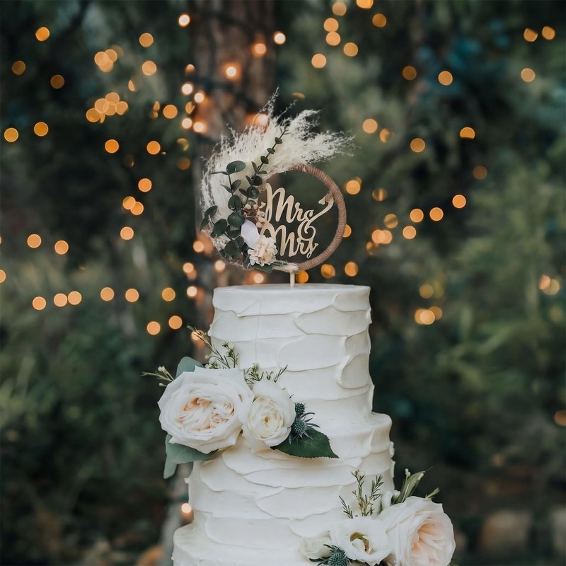 Fiwochic Eucalyptus Leaves Wedding Cake Topper Western Mr And Mrs Wedding Cake gallery