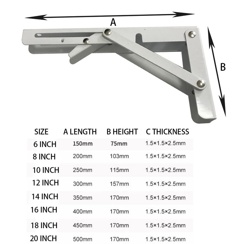 White Folding Shelf Brackets Max. Load 220 lb, Heavy Duty DIY Wall Mounted Sh... gallery