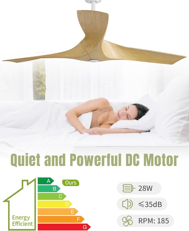 Modern Bedroom Ceiling Fan W/Remote & 6 Speed Timer Reversible DC Indoor Outdoor gallery