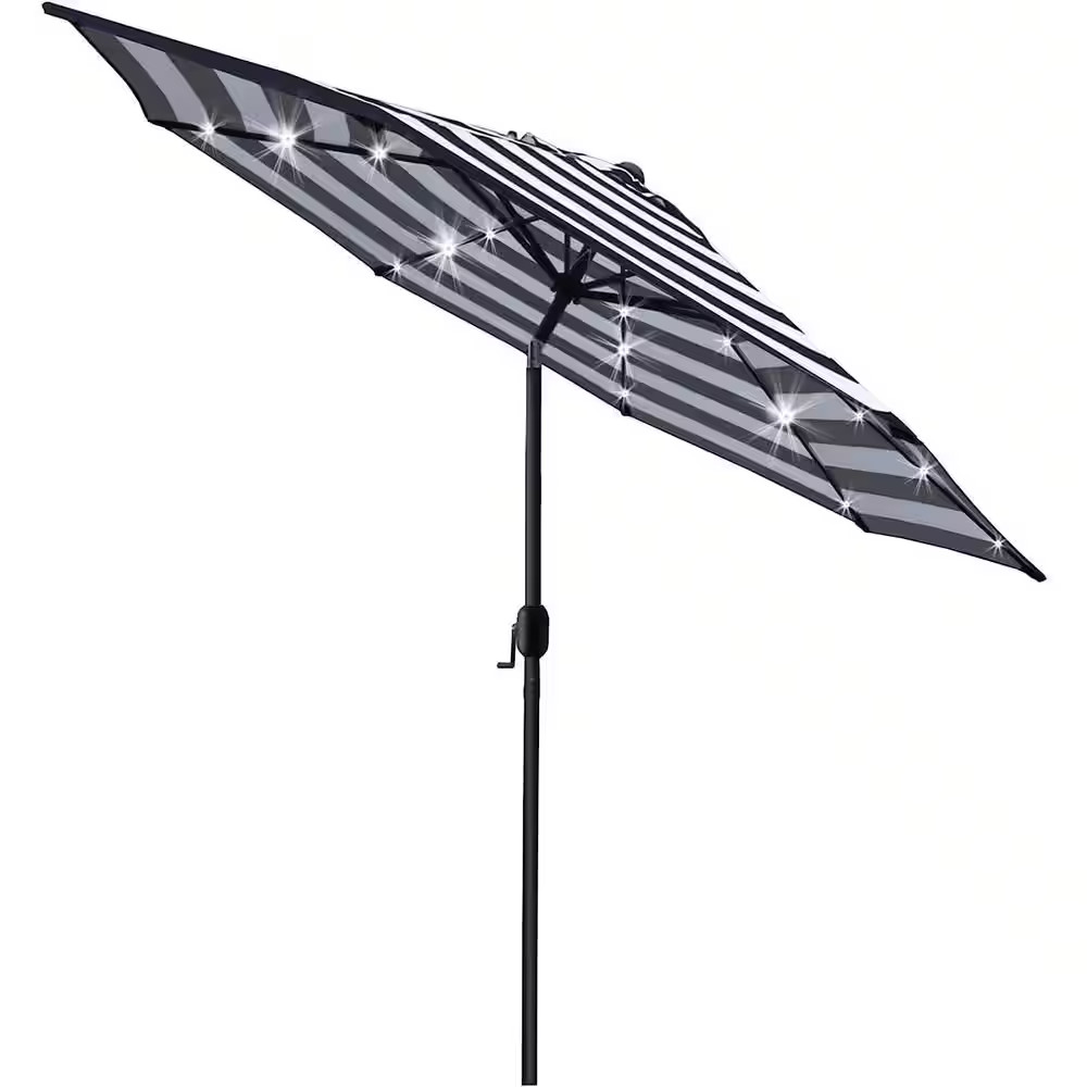 9 Ft. Solar 24 LED Lighted Umbrella with 8 Ribs Adjustment and Crank Lift System gallery