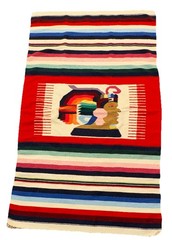 Rectangular Multicolor Striped Native American Blanket Throw 45 x 77 in