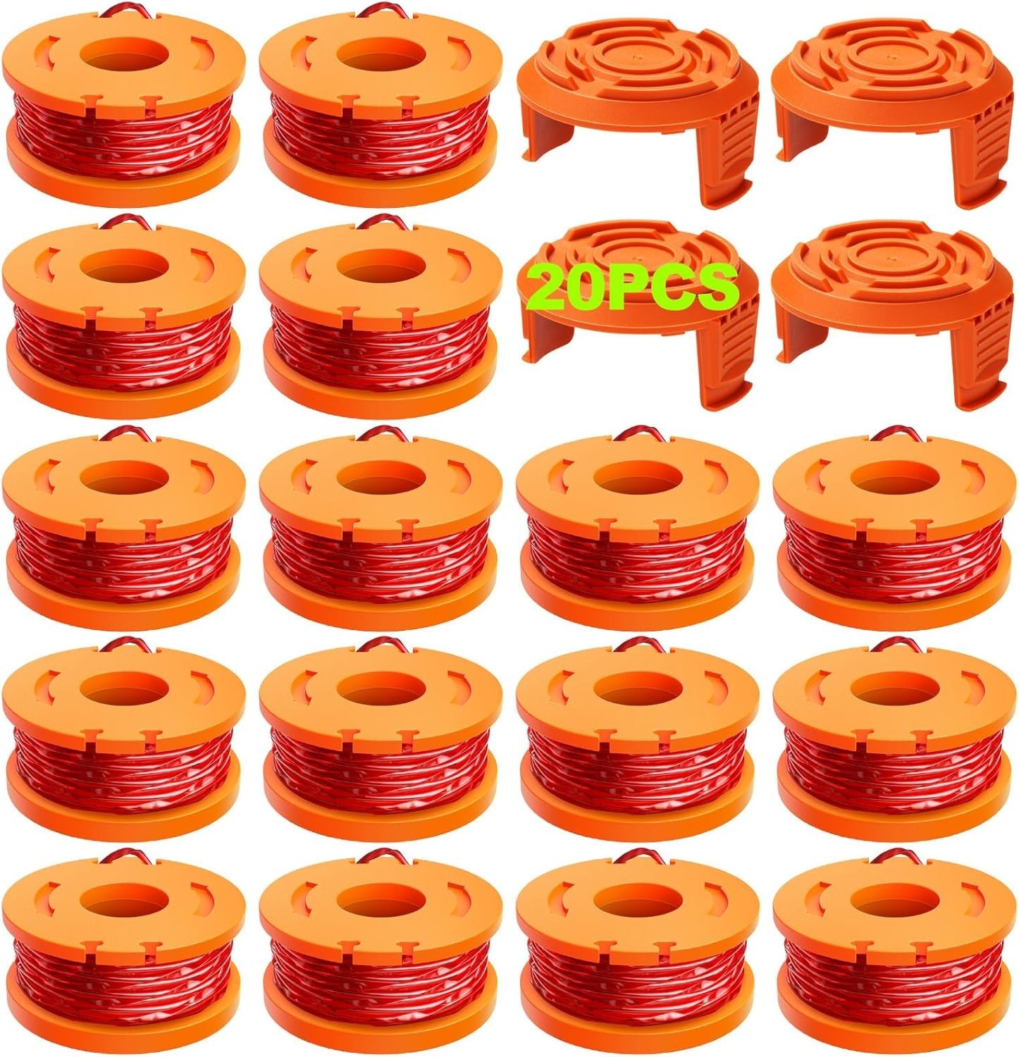 20 Pcs Grass Trimmer Line Spool & Cap for WORX Weed Eater Edger Wacker String gallery