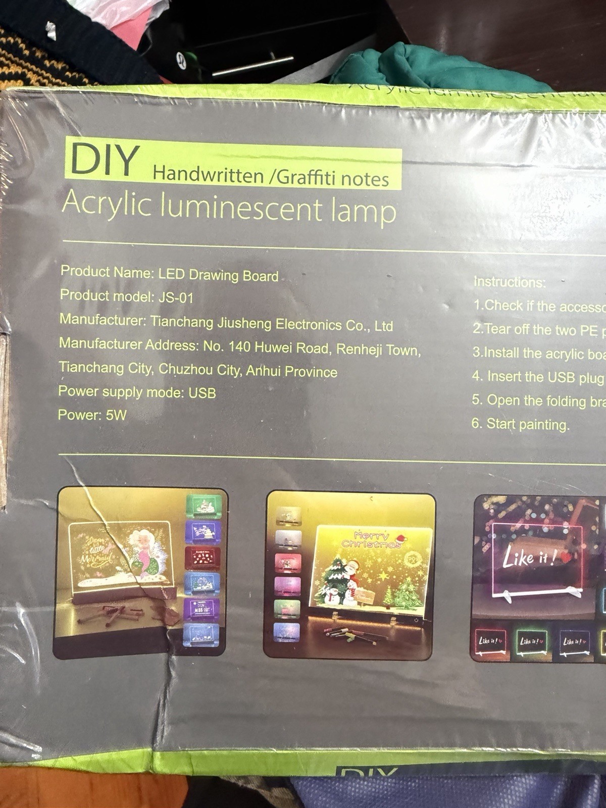 Acrylic LED Drawing Board Lamp USB 5W Switch Control Kids Model JS-01 gallery