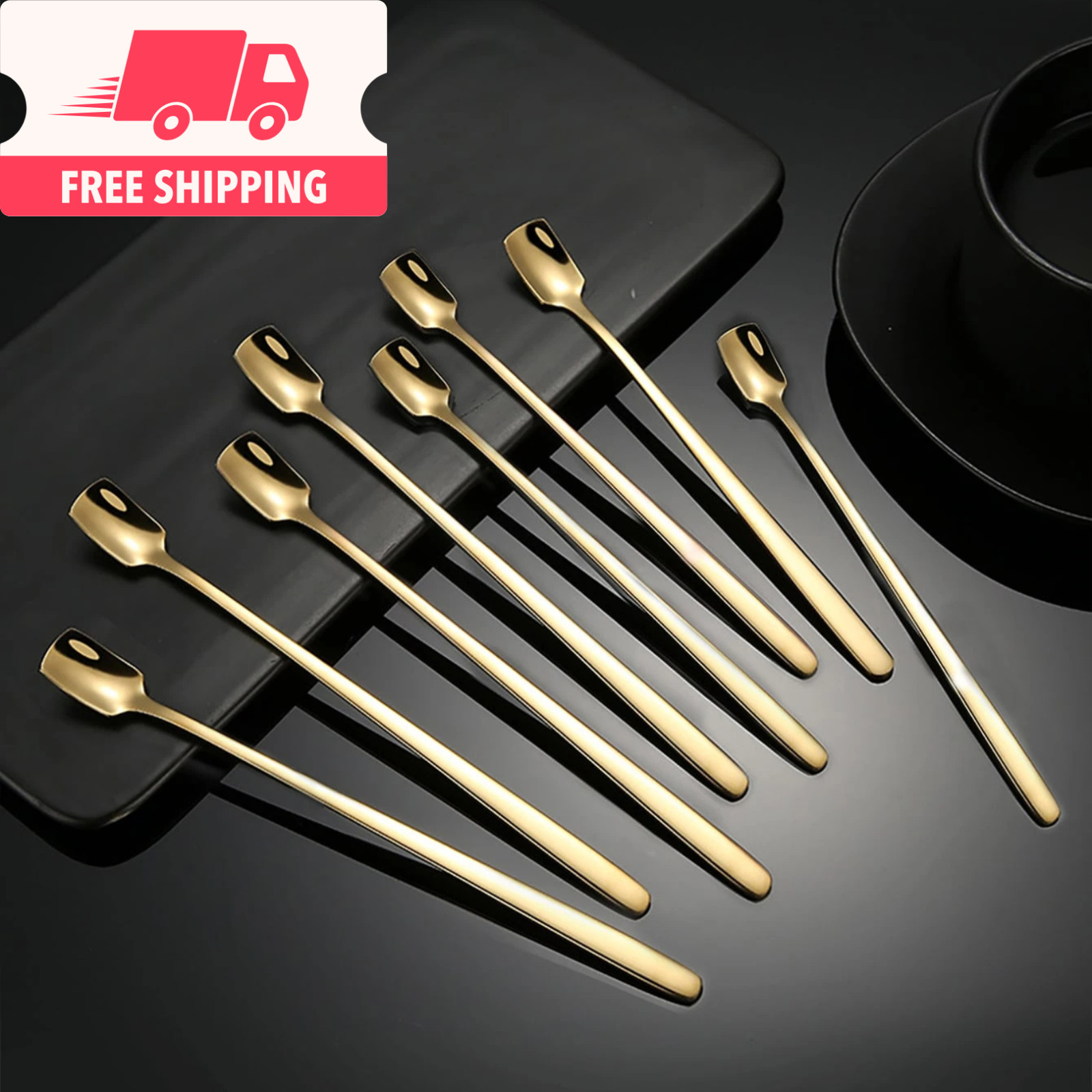 5x Stainless Steel Long Handle Cocktail Stirring Spoons Coffee Tea Bar Mixing 6" gallery
