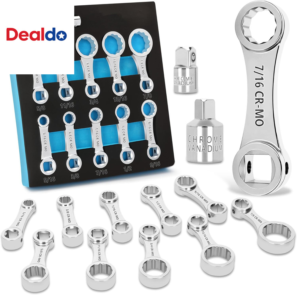 Torque Adapter Set SAE 12PCS, Includes 5/16", 3/8", 7/16", 1/2", 9/16", 5/8", 11