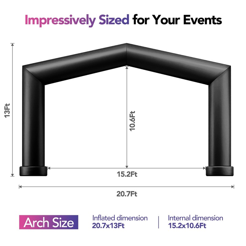 Large 21Ft Gable Inflatable Arch with built-in blower - Black gallery