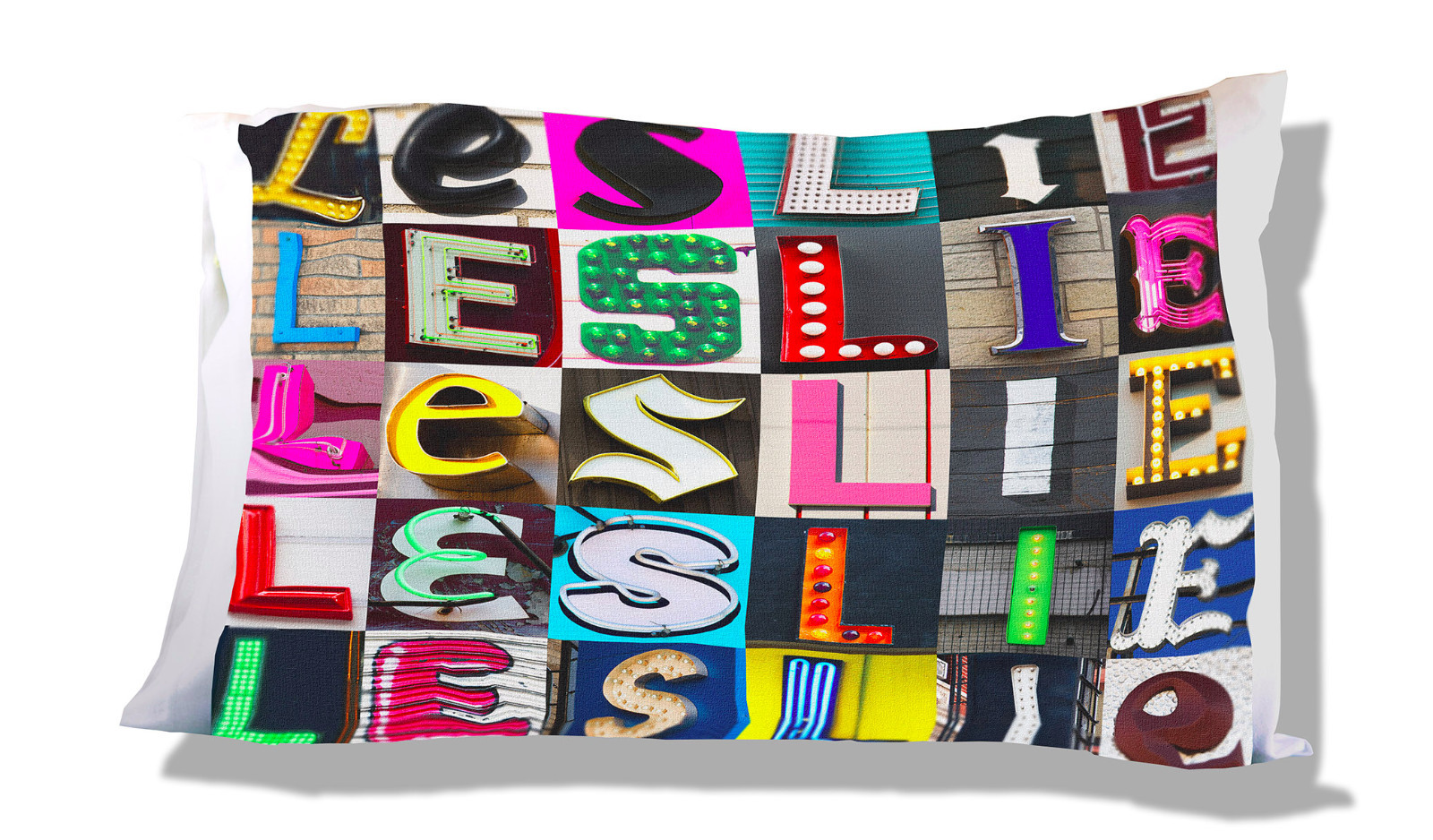 LESLIE Personalized Pillowcase featuring photos of actual sign letters gallery