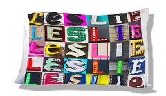 LESLIE Personalized Pillowcase featuring photos of actual sign letters
