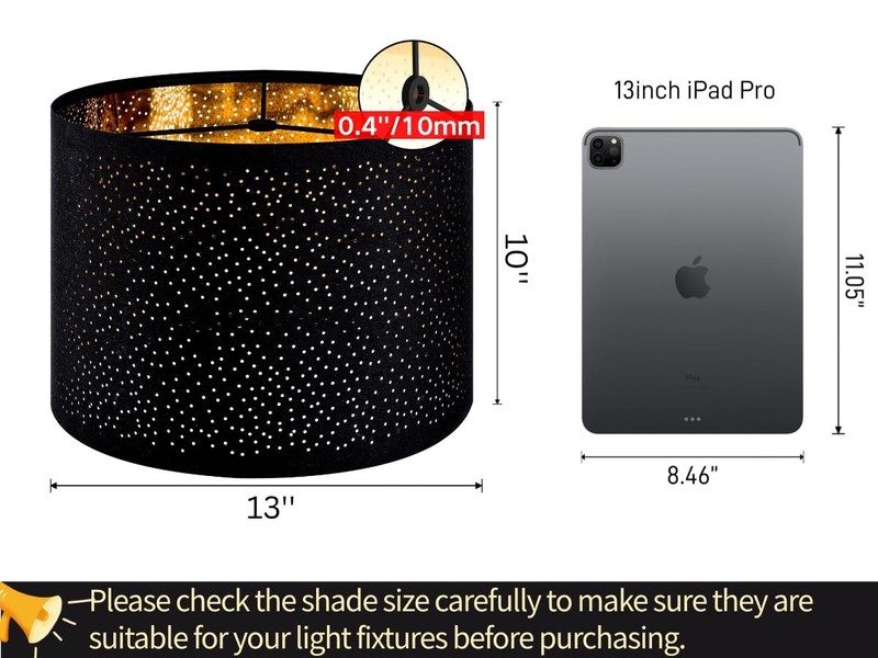 2 Pack Black Lamp Shade Drum Laser Drilling Design 13x13x10 Inch gallery