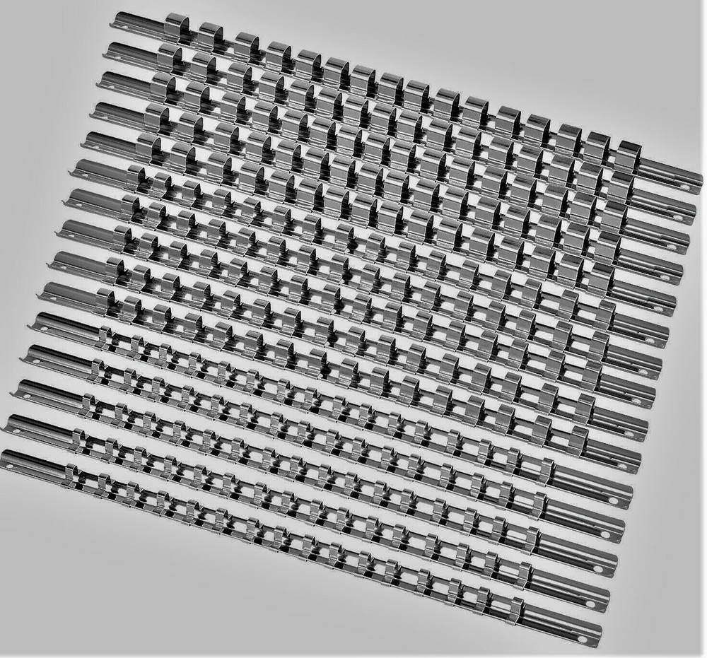 15pcs Socket Rails 1/4" 3/8" 1/2" 16 Clip On Rail Tool Organizer Storage US SHIP