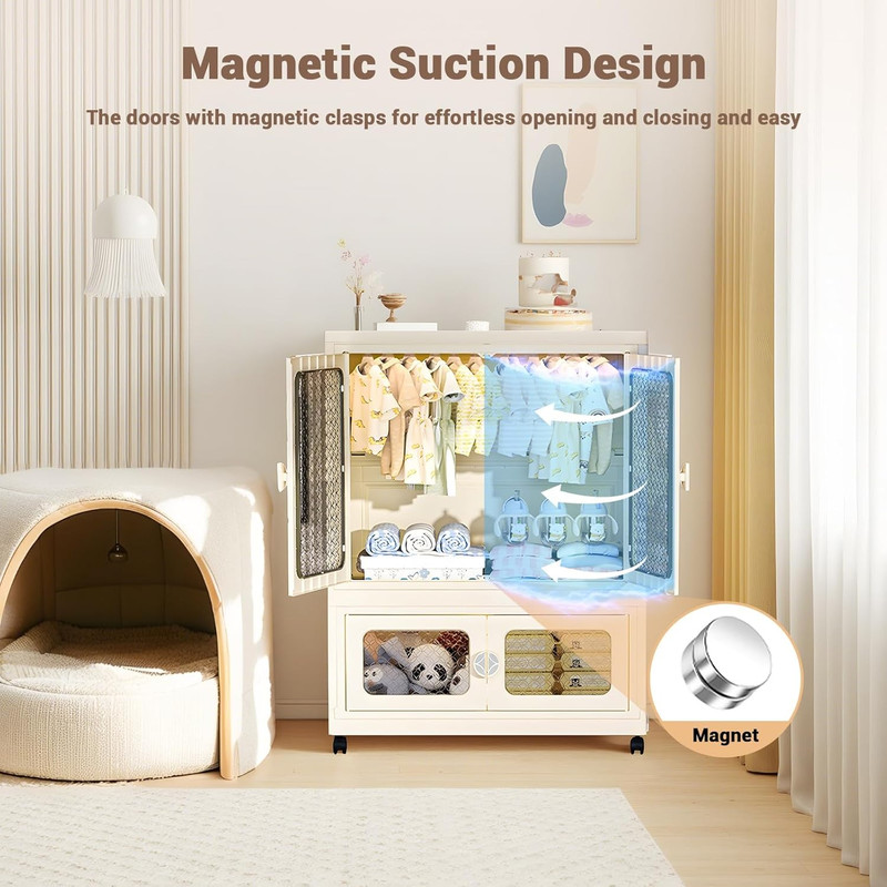 Stackable Storage Bins, Plastic Collapsible Storage Containers with Doors, Wheel gallery