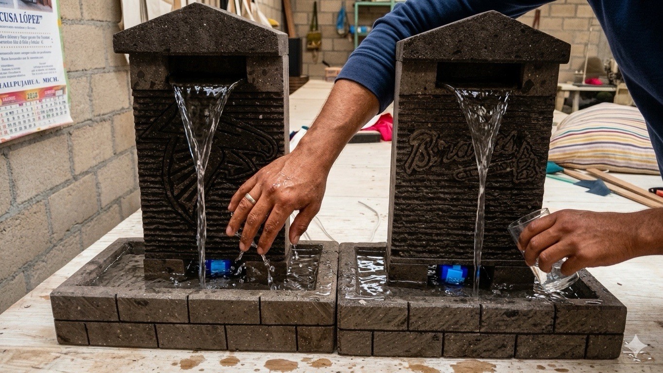 Gray Stone Freestanding Water Feature Fountain LEDLight Atlanta Braves & Falcons gallery