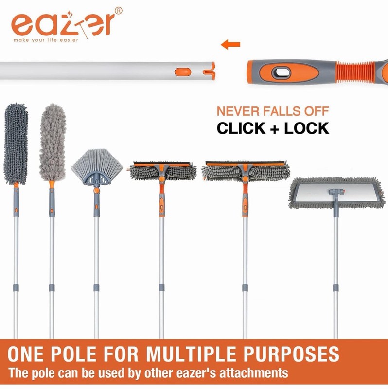 Eazer Extendable Click & Lock Window Squeegee, Washable Microfiber, 89 in gallery