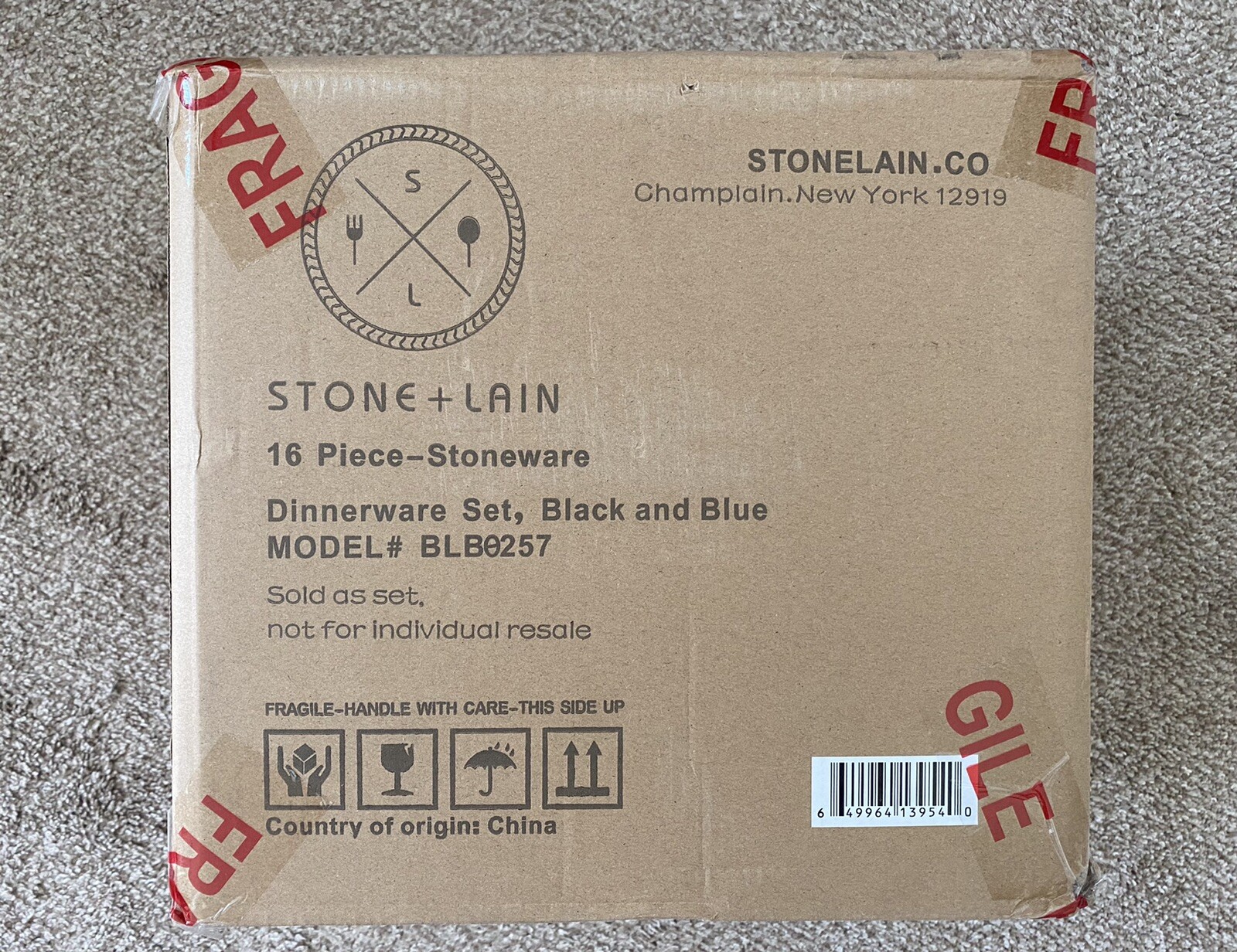 Stone Lain Stoneware Dinnerware Set, Service For 4, Blue and Black gallery