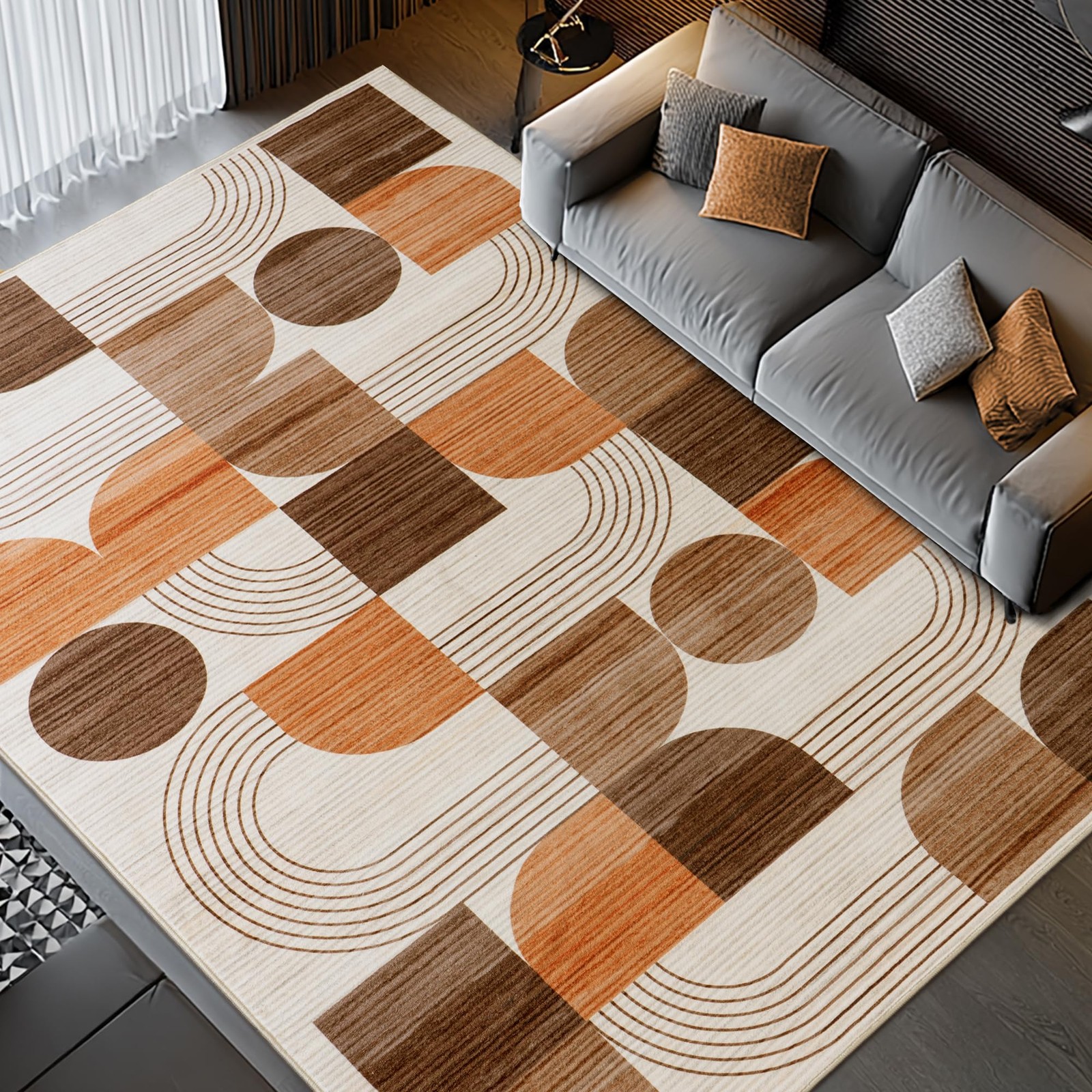 Area Rug 8x10 Feet Machine Washable Geometric Abstract Orange QDUIDU Large Soft gallery