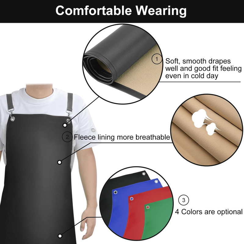 Waterproof Rubber Apron 43" Antitear Heavy Duty Vinyl Apron Adjustable Thicker C gallery
