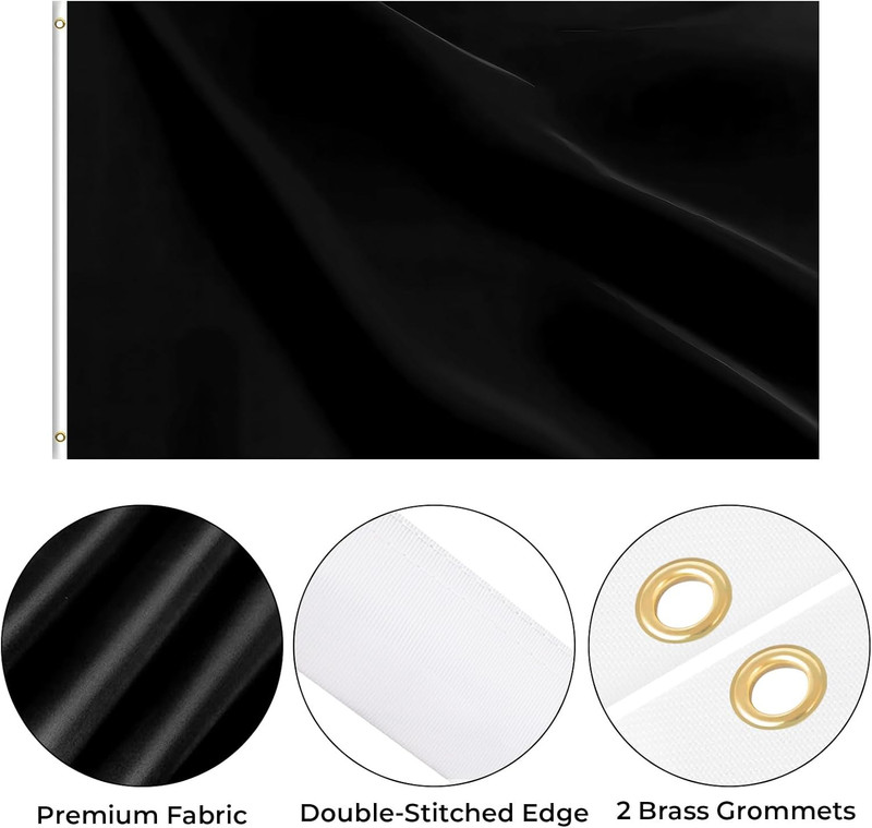 Black Flag 3X5 FT, Polyester Blank Flag with Canvas Header & Brass Grommets, Dou gallery