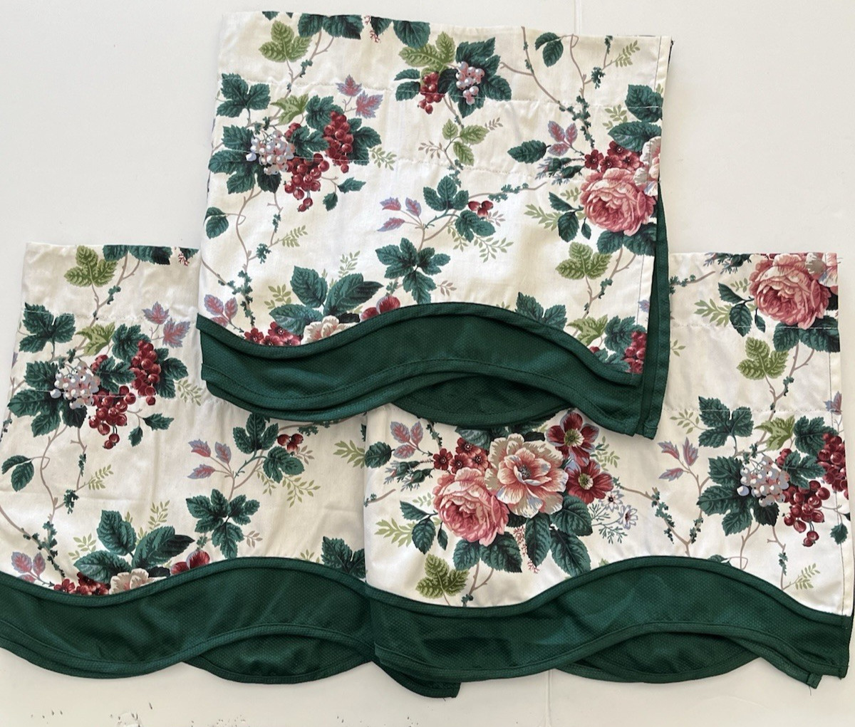 Waverly Pleasant Valley Scalloped Edge Valance 72 x 17 Set 3 Floral Fruit gallery