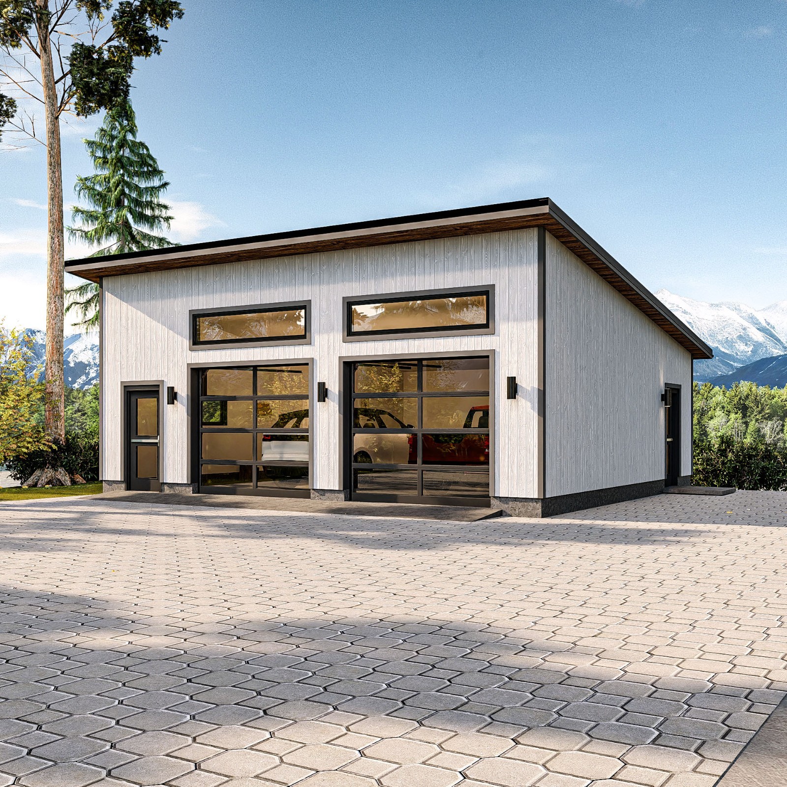 Modern Two-Car Garage plan with Storage | Detached Garage Blueprint gallery
