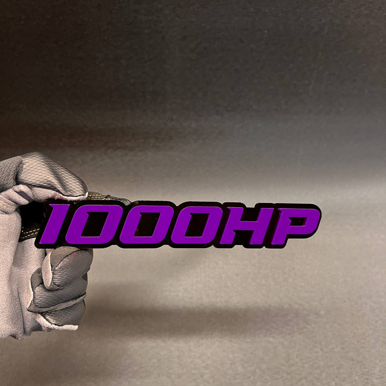 1X 1000 HP Custom 3D Car Emblem Multicolor Acrylic Badge Decal BLACK - PURPLE gallery