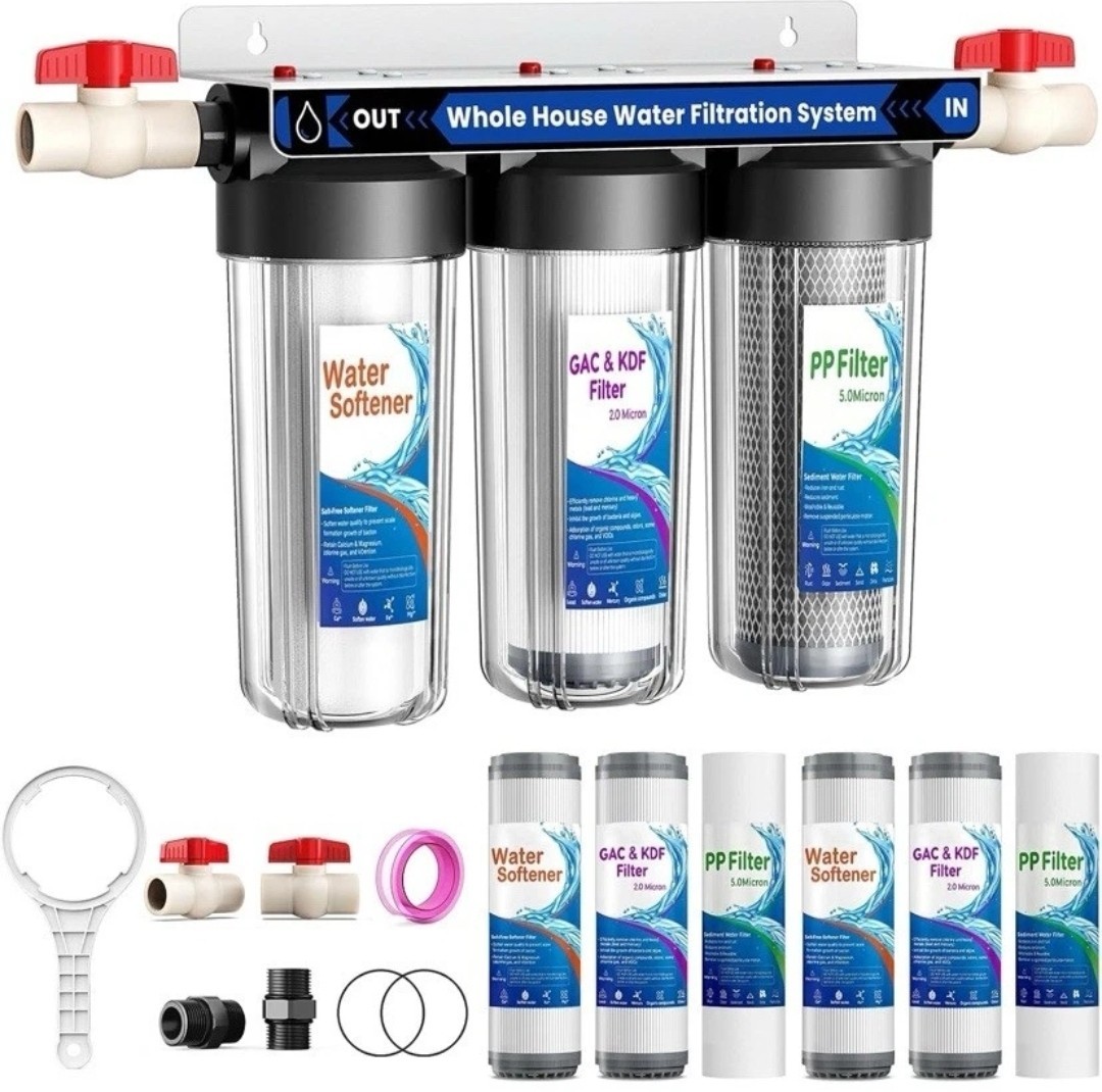 3-Stage Whole House Water Filtration System Kit 10"x2.5" GAC KDF PP Filters gallery