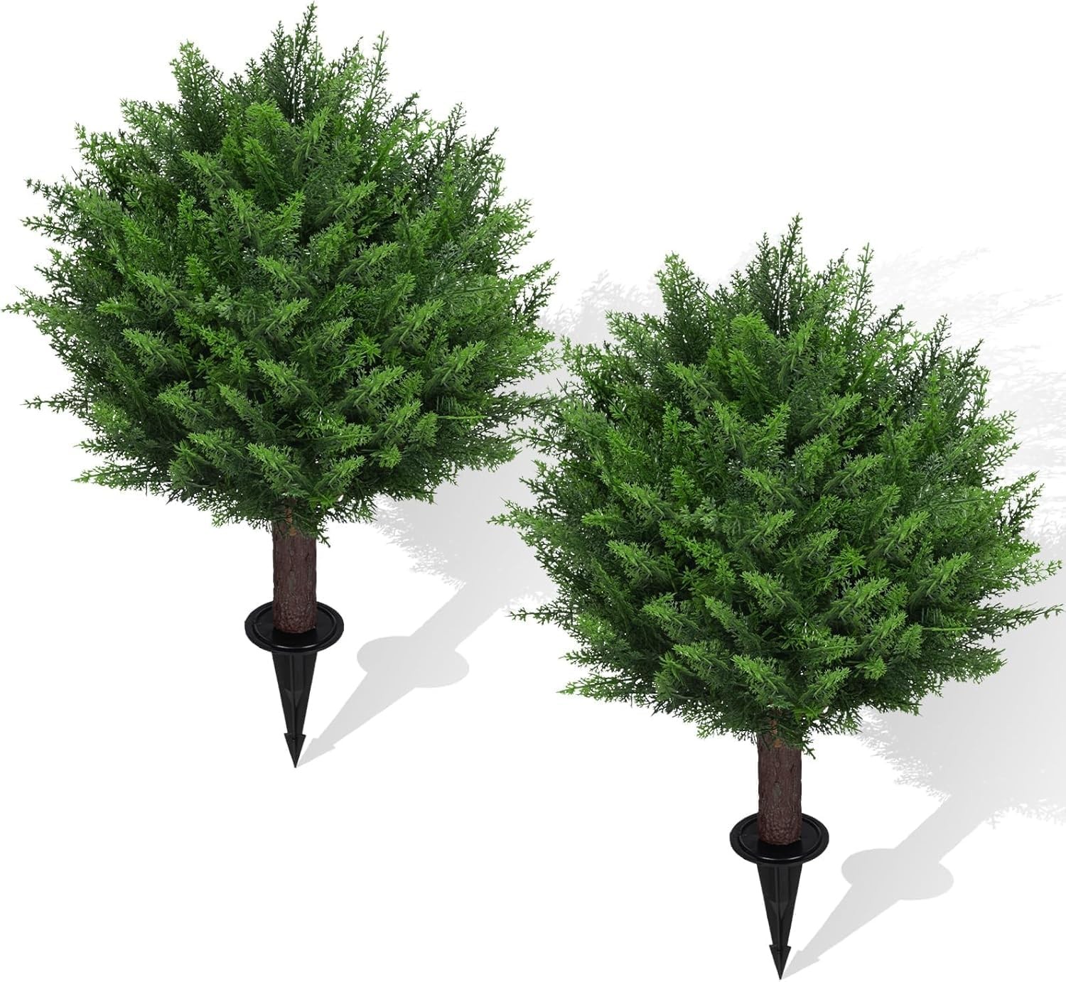 24" Artificial Cedar Topiary Bushes UV Protection for Outdoor 2PCS | Fake gallery