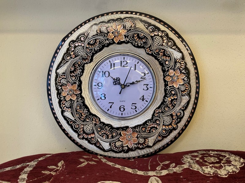 Copper Wall Clock, Wall Art Decor, Handmade Copper Wall Hanging Clock 30cm 12in gallery