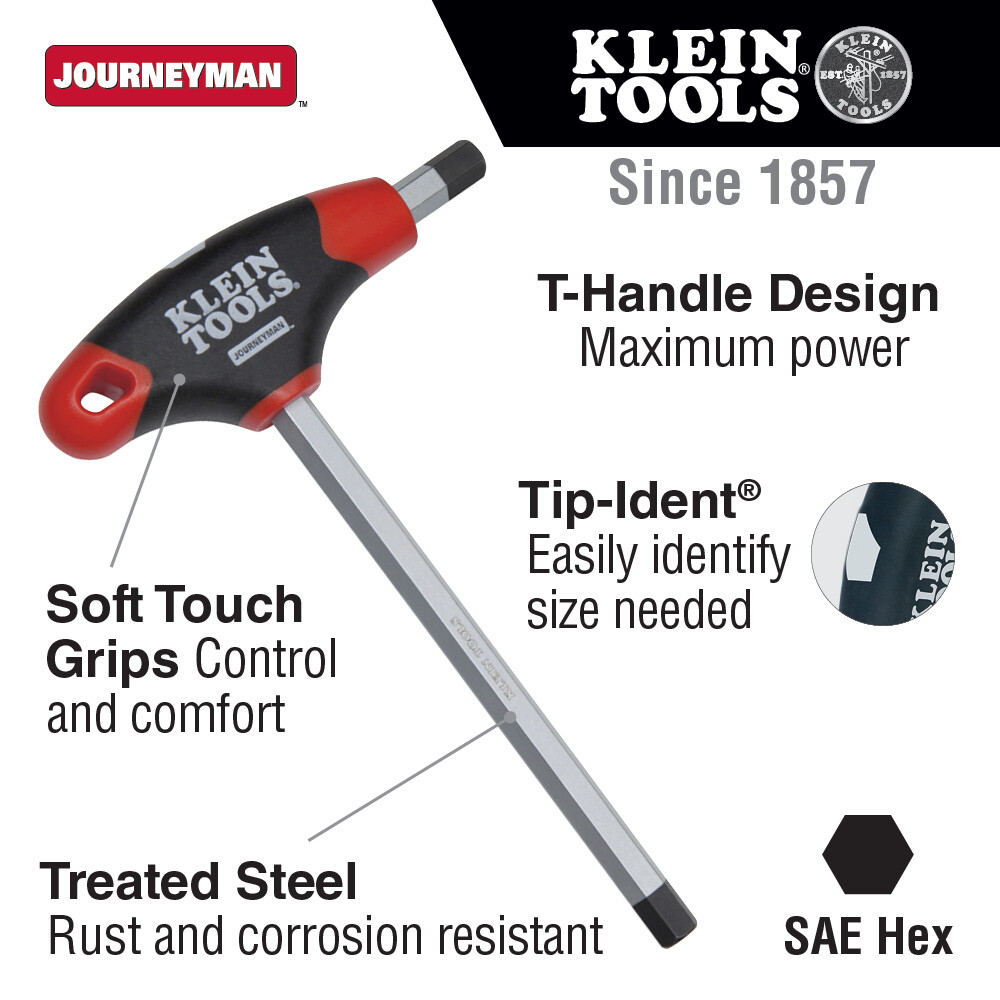 Klein Tools JTH6E08 1/8-Inch Hex Key, Journeyman T-Handle, 6-Inch gallery