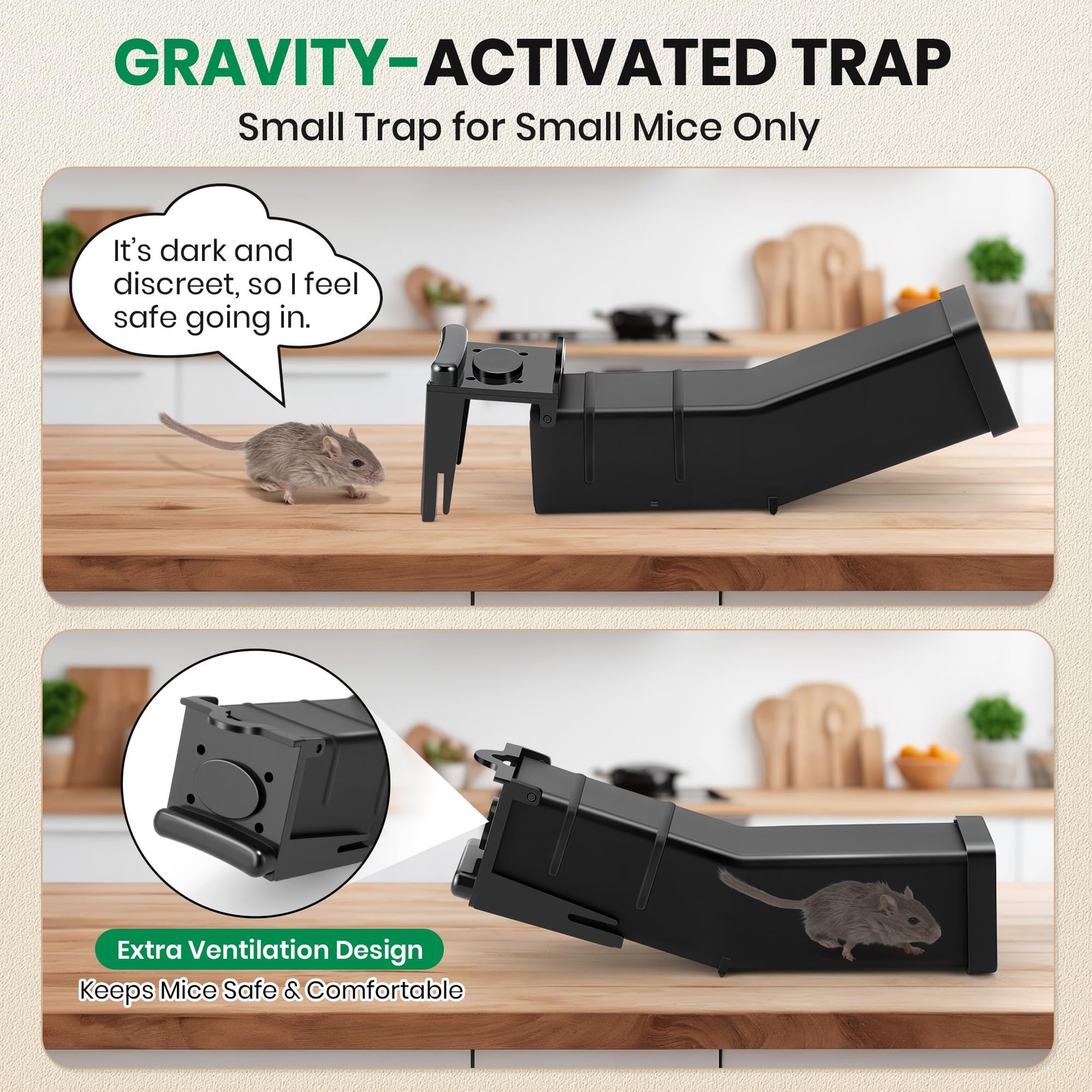 4 Pack Humane Mouse Traps Indoor, No Kill Mice Trap with Air Hole, Catch and ... gallery