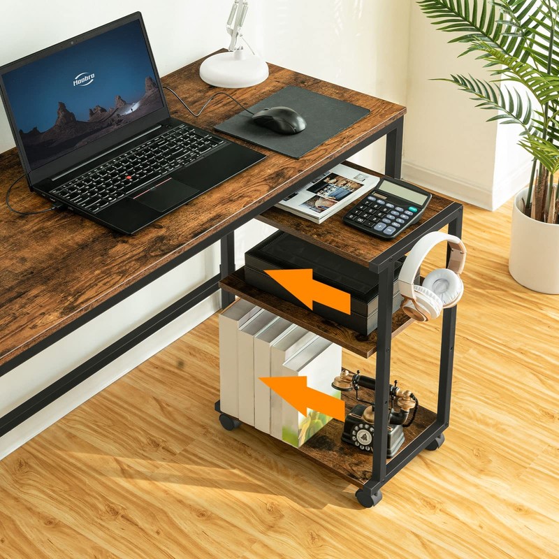 Mobile Printer Stand, 3-Tier Printer Cart Under Desk with Storage, Industrial... gallery