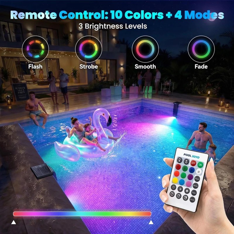 Solar Pool Lights Only for Inground Pools with Remote, 56 Leds Brighter 3-Sided gallery