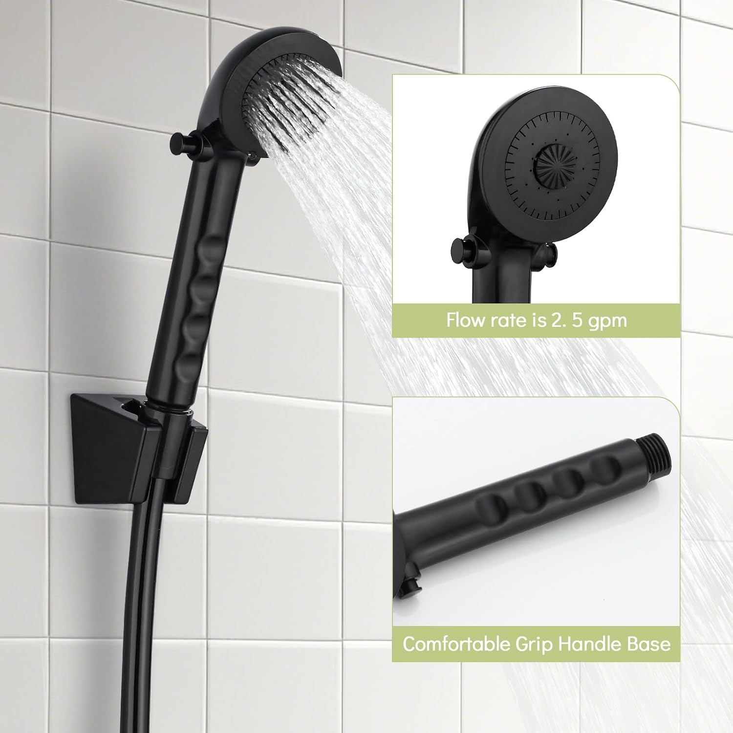 RV Shower Head + 47" No-Kink Hose Outdoor Non-Metallic Matte Black Water Saving gallery