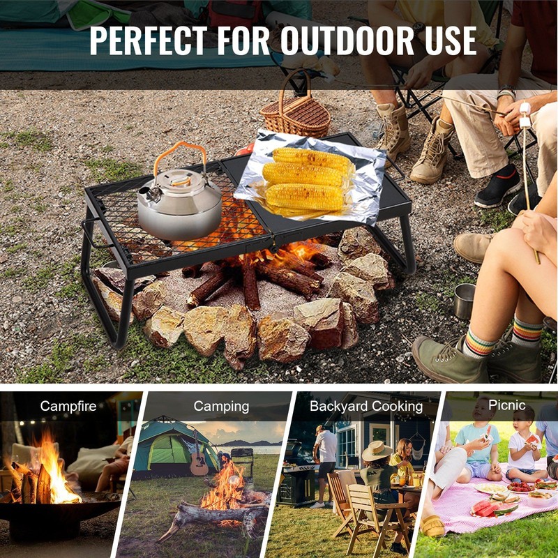 22.4" Outdoor Campfire Grill - Foldable Heavy Duty Cooking Grate with Legs gallery