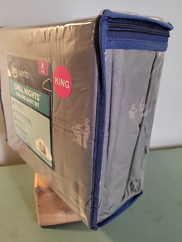 Serta SertaRest Chill Nights Cooling KING Sheet Set NEW Gray 4-Pieces Super Soft gallery