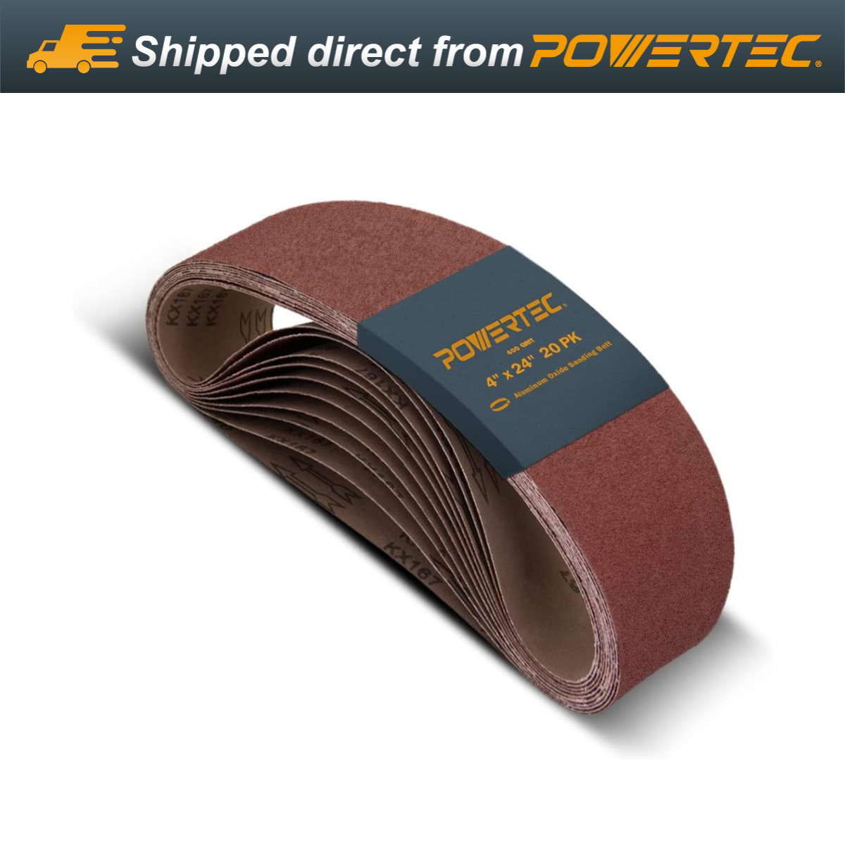 POWERTEC 110070-P2 4 x 24 Inch | 400 Grit Aluminum Oxide Sanding Belts, 20 PACK gallery