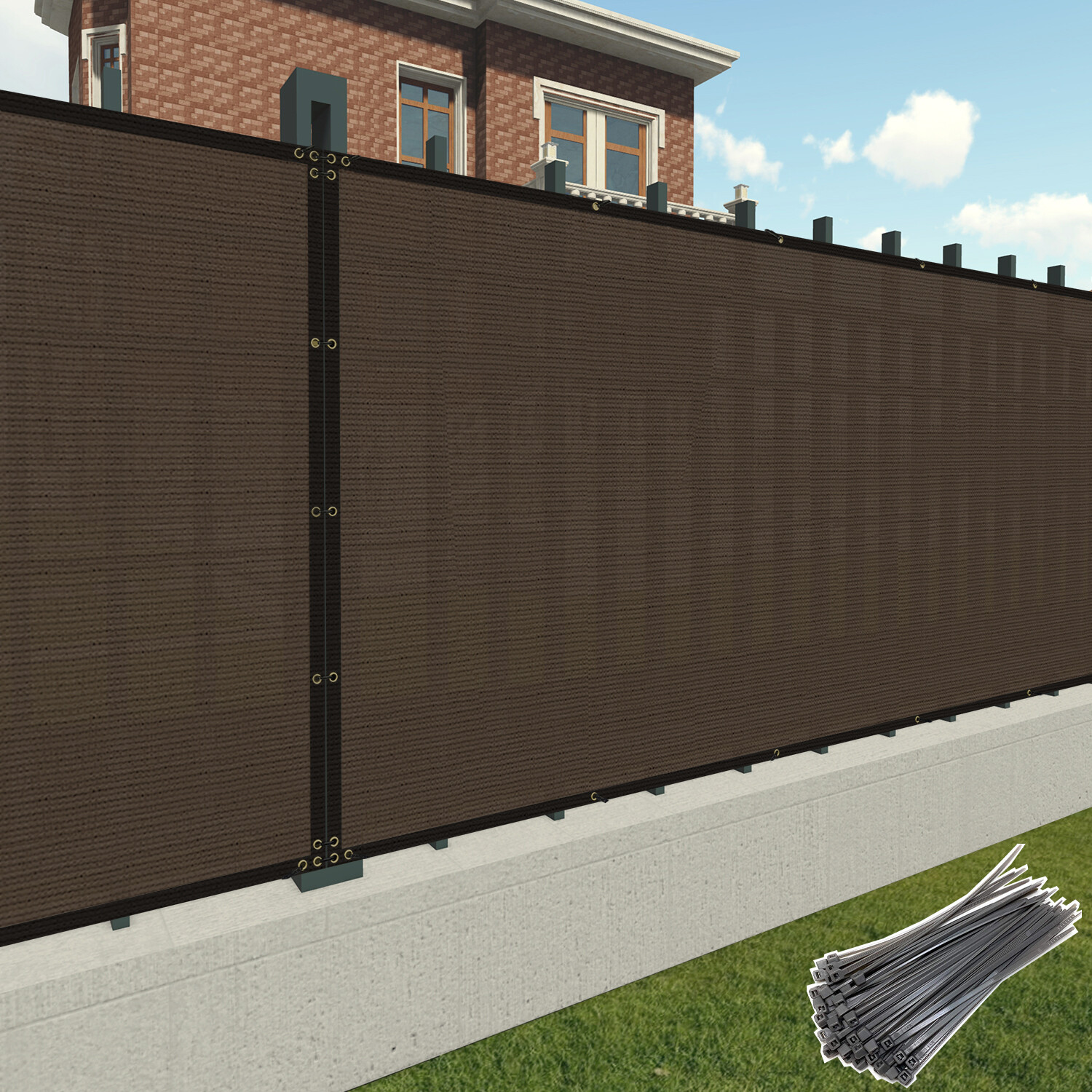 4ft Fence Privacy Screen Brown 150GSM for Garden Yard Brown Custom Size gallery