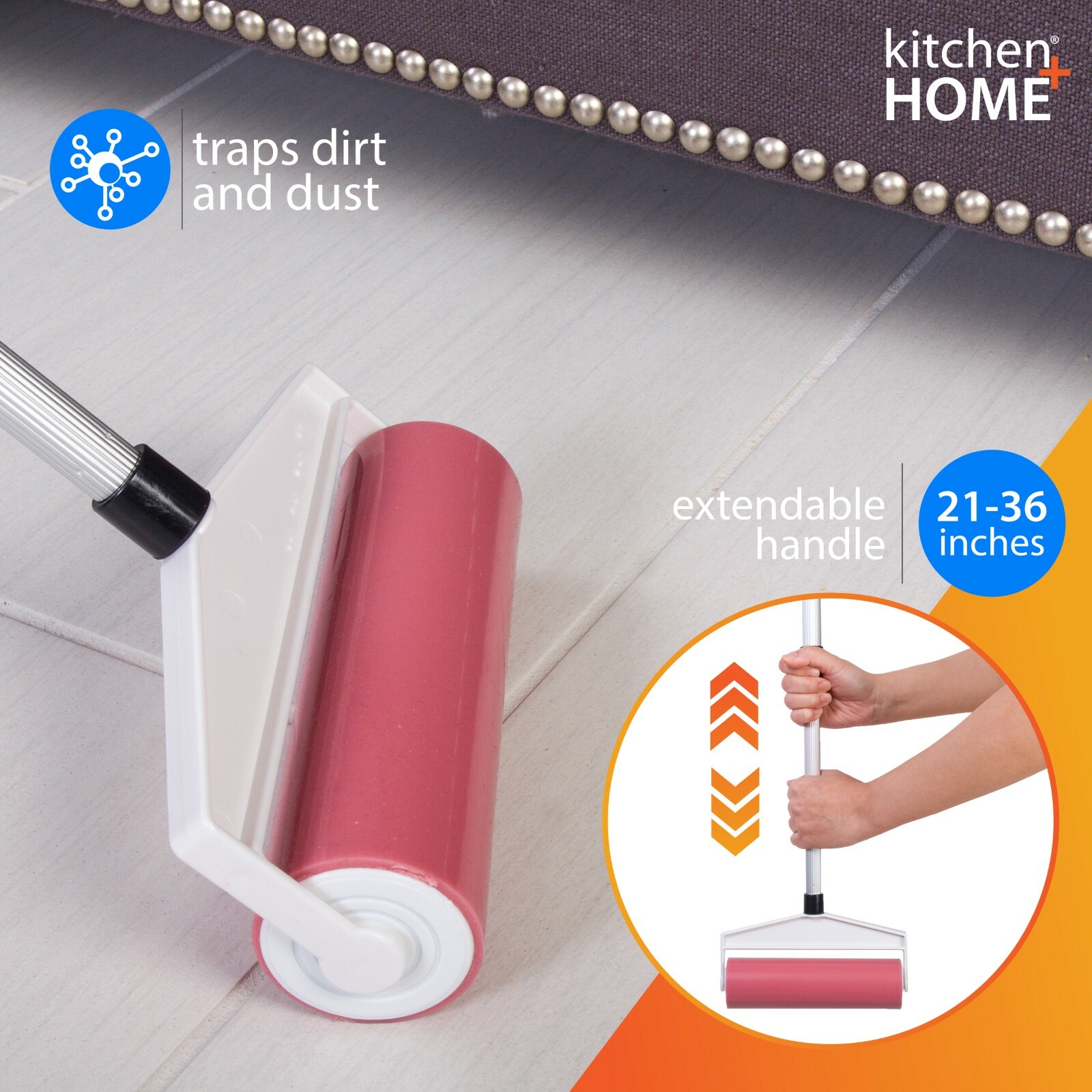 Sticky Lint Roller - Large Washable & Reusable Lint Remover w/ Extendable Handle gallery