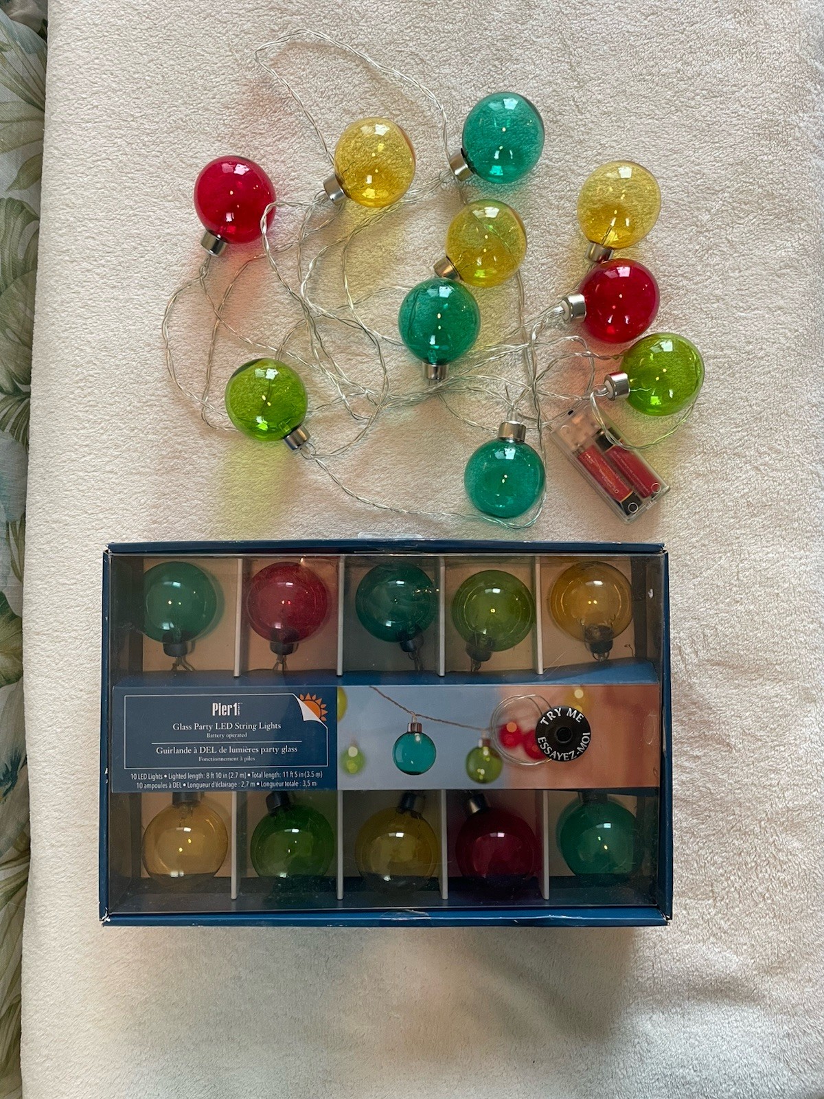 Pier 1 Glass Globe LED String Lights, Battery Powered, Multicolor, 11ft 6in gallery