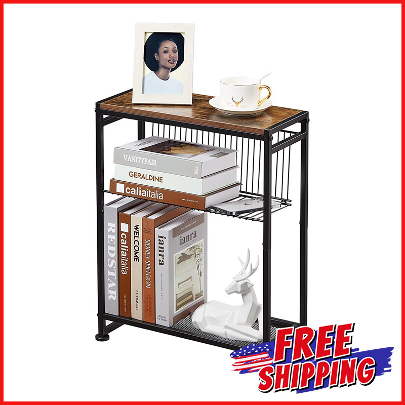 SMALL STORAGE SIDE TABLE Magazine Holder End Table Bedside Nightstand Slim End gallery