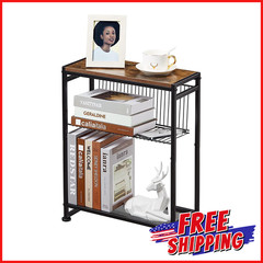 SMALL STORAGE SIDE TABLE Magazine Holder End Table Bedside Nightstand Slim End